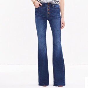 Madewell Flea Market Flare Jeans Size 31 Retro Dark Wash Denim Button Fly F3547
